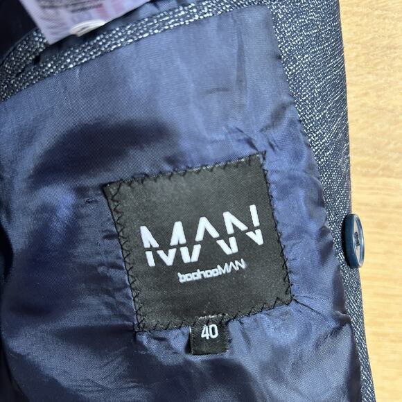 Boohoo Man Blazer Mens Sz 40 Blue Double Breasted Sport Coat Jacket - Picture 3 of 11